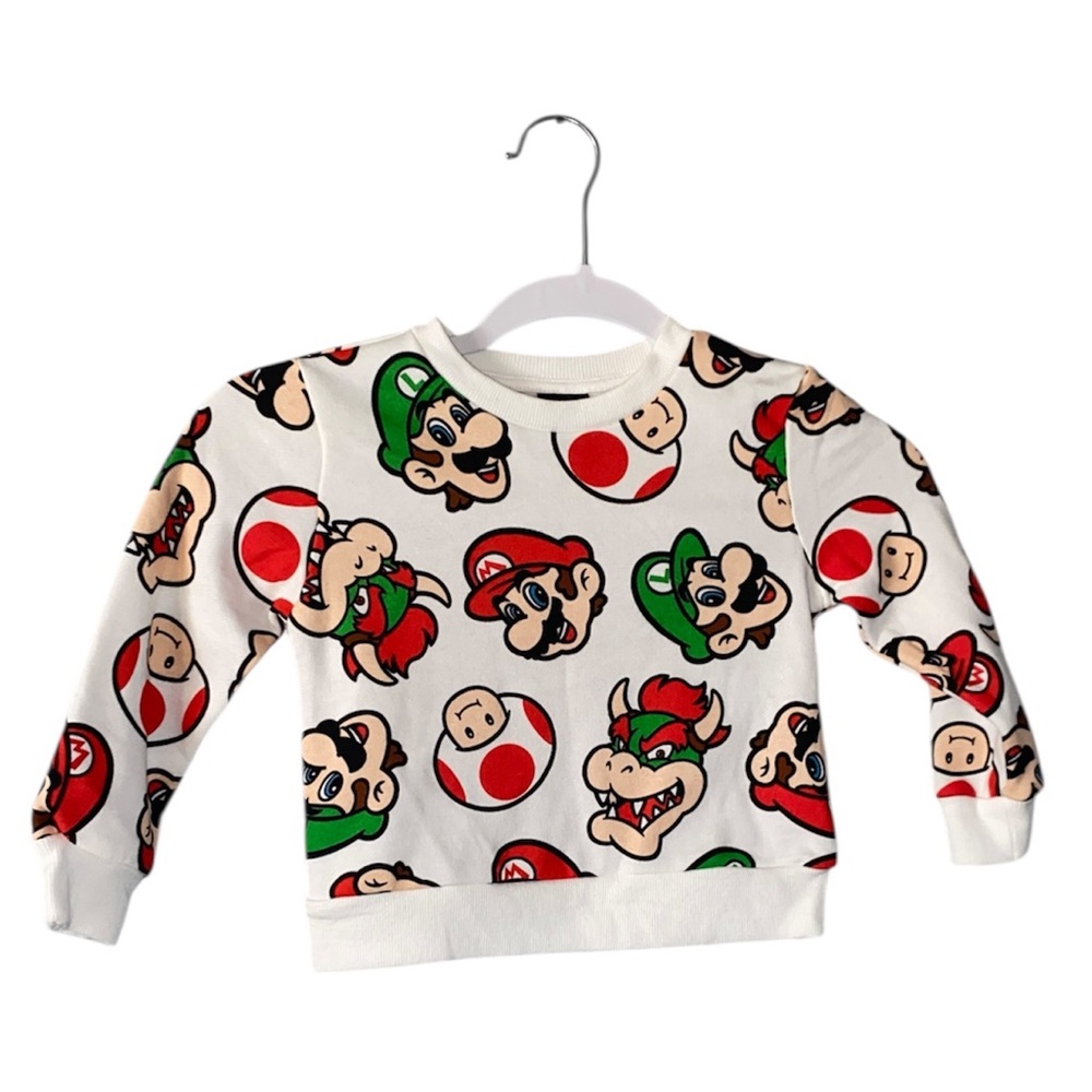 Nintendo Kids Sweatshirt - White with Red and Green Characters